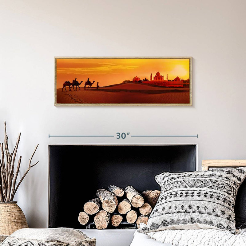 Taj Mahal gens du voyage, Cadre flottant en bois naturel, 28 po x 10 po
