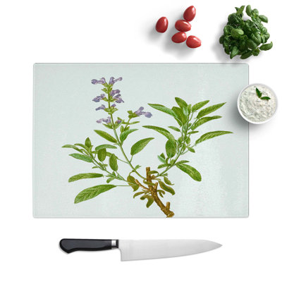 Glass Garden Sage Flowers by Pierre-Joseph Redoute Chopping Board
