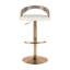 Tabouret réglable avec pivot en métal doré, bois gris clair et similicuir blanc avec repose-pieds arrondi en T - ensemble de 3