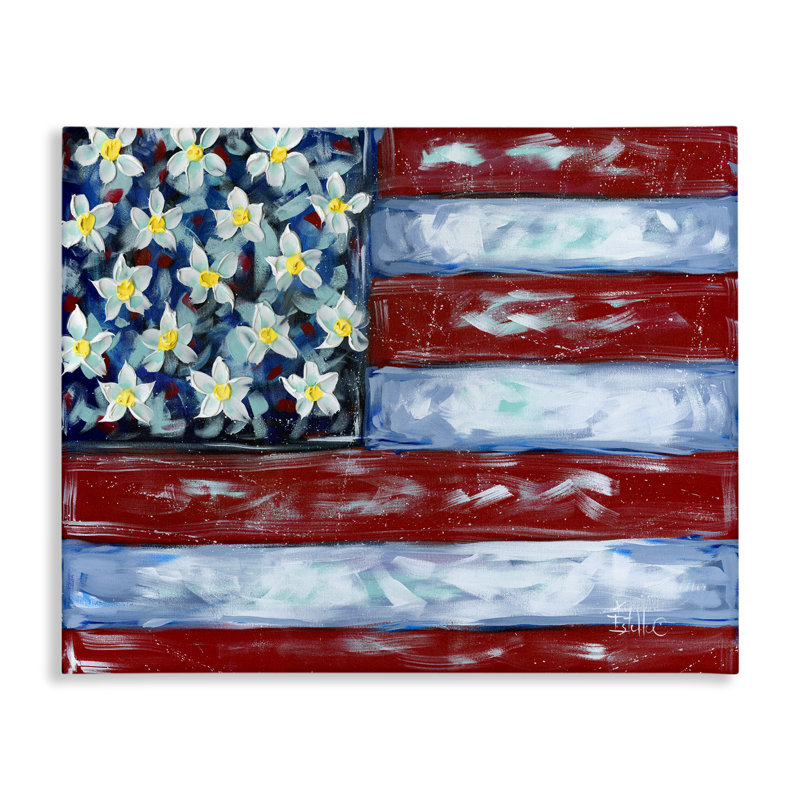  Art mural sur toile, "Flower Stars & Stripes" par Estelle Grengs, H 30 po x l 40 po