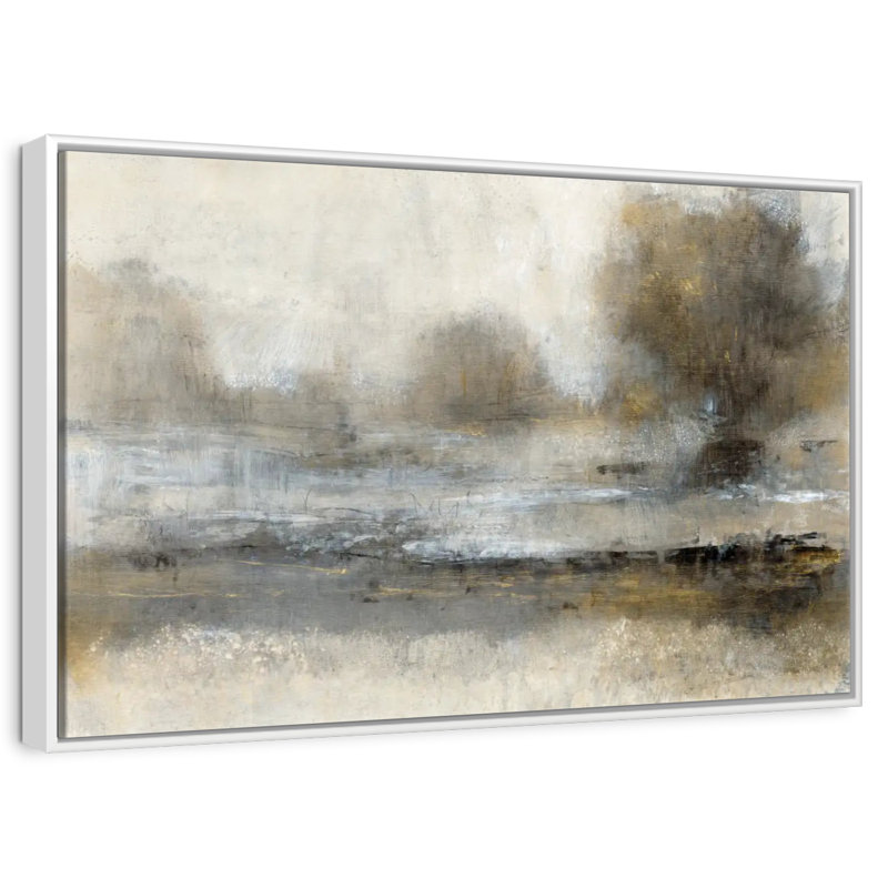 Paysage doré I, Cadre flottant blanc, 13 po x 9 po