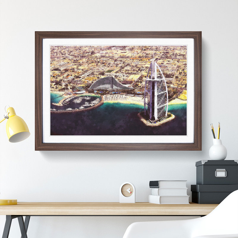 The Burj Al Arab in Dubai Vol.3 - Picture Frame Painting, 48cm H x 65cm W x 2cm D, Walnut Framed