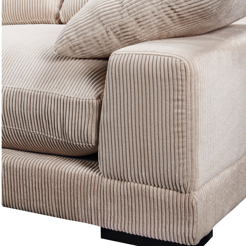 Plunge Sectional, White Corduroy