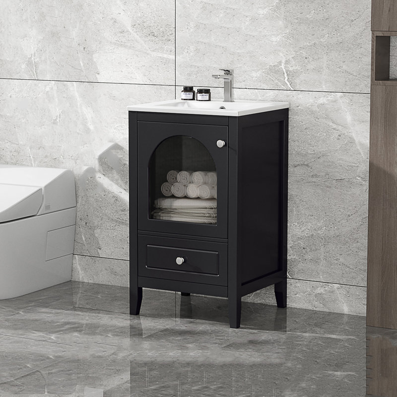 Meuble-lavabo 20 po avec lavabo, Noir