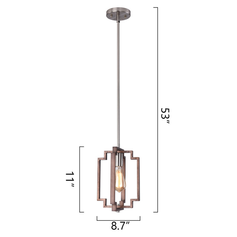 Bartow 1 - Light Lantern Square/Rectangle Pendant with Wrought Iron Accents