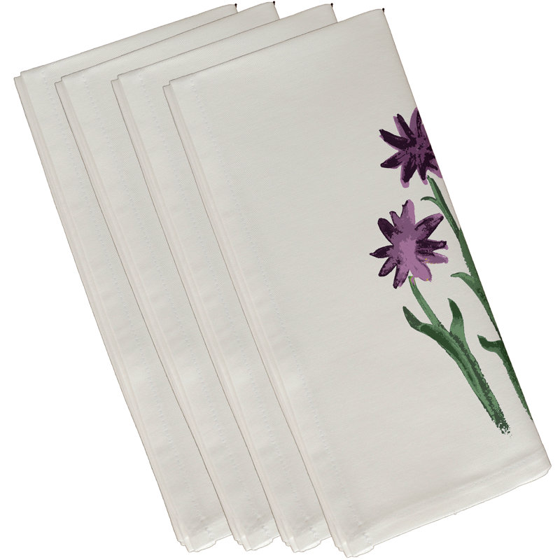 Jayapura Polyester Floral Square Napkin, Purple