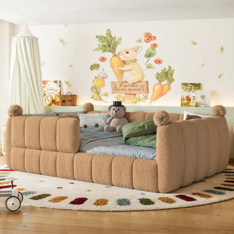 Lit tapissier pour enfants, Double, Natural