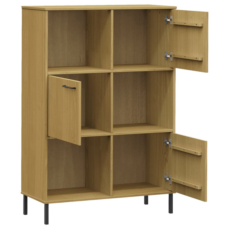 Aatifa 128.5 cm H x 90 cm W Solid Wood Cube Bookcase, Brown