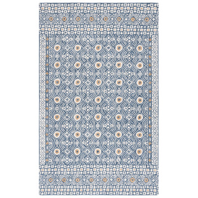 Mallisa Hand Tufted Wool/Cotton Geometric Rug in Blue