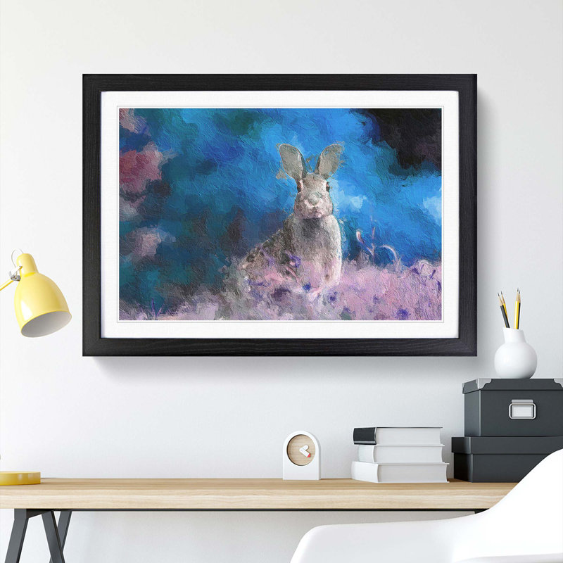 Curious Hare in Abstract - Framed Print, Black Framed, 48cm H x 65cm W x 2cm D