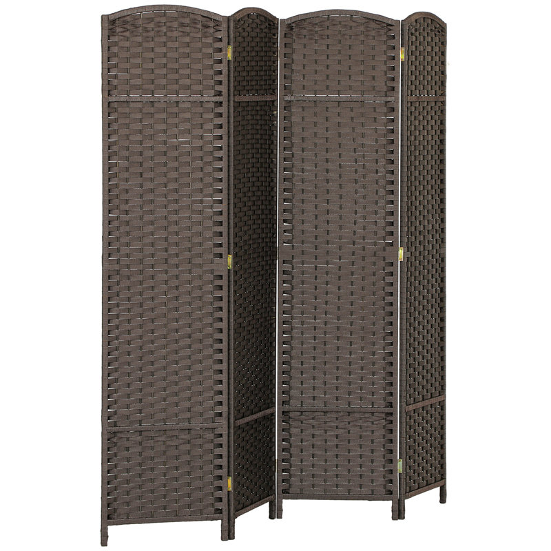 170cm H Solid Wood Folding Room Divider, Brown, 4