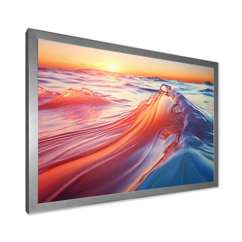 «Raglan Coastal Abstract Waterscapes II», reproduction sur toile, H 34 po x l 44 po x P 1,5 po, Cadre simple argenté