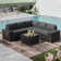 6-Piece All-Weather Outdoor HDPE Rattan Sectional Sofa Set with Cushions, Wide Armrests & Tempered Glass Coffee Table