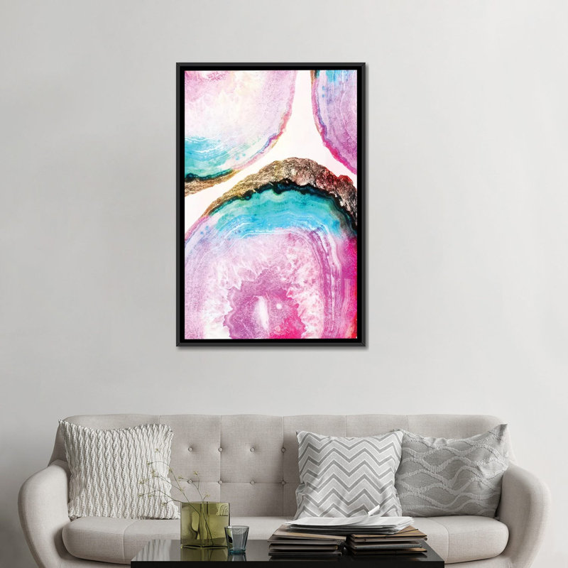 « agate pattern », impression sur toile, H 26 po x l 18 po x P 1,5 po, Toile avec cadre noir, Pas de tapis