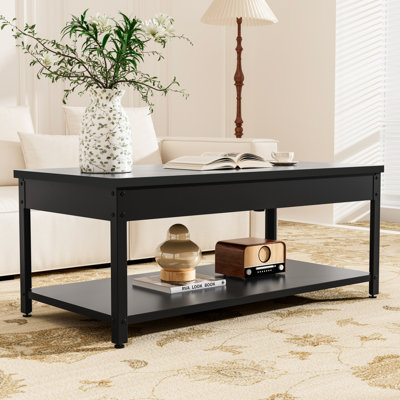 Rectangular Coffee Table with Hidden Storage & Fingerprint Lock