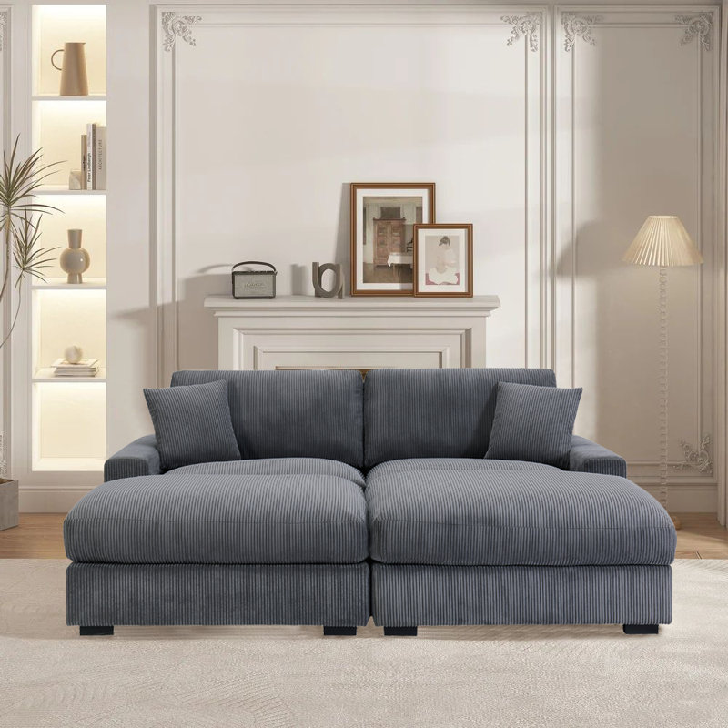 Modular Sectional Sofa, 4 Seater Oversized Sectional Sofa, With 2 Ottoman Bench And 2 Pillows, Modular Sectionals Sofa Couch For Living Room