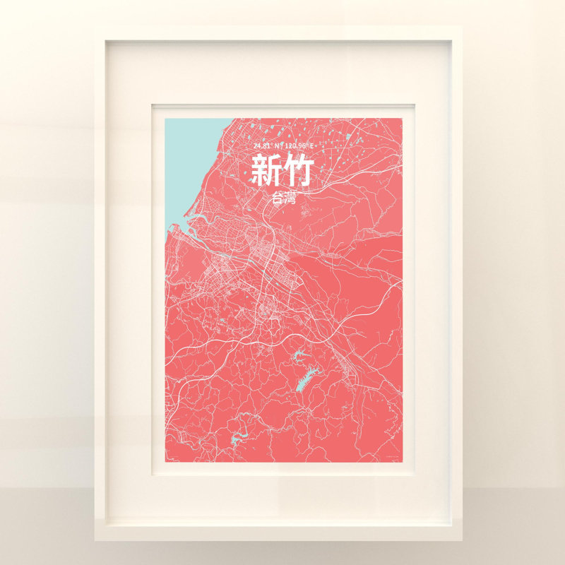 Hsinchu (chinois traditionnel), impression sur toile tendue, Rose / bleu pastel