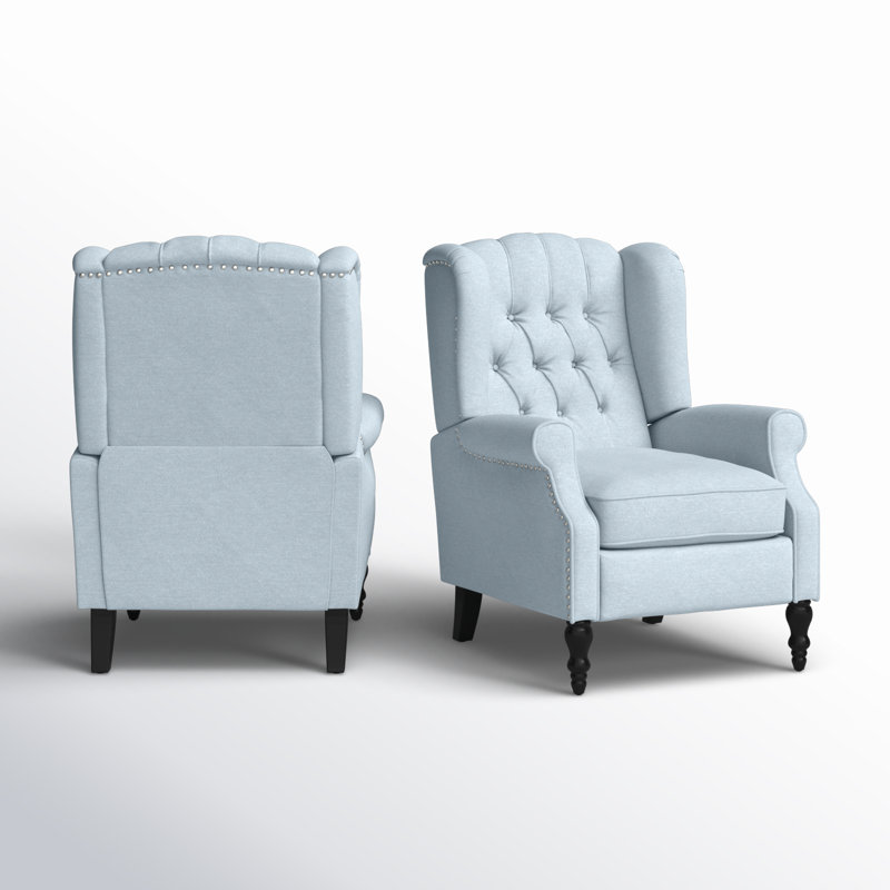 Val Upholstered Recliner, Light Sky
