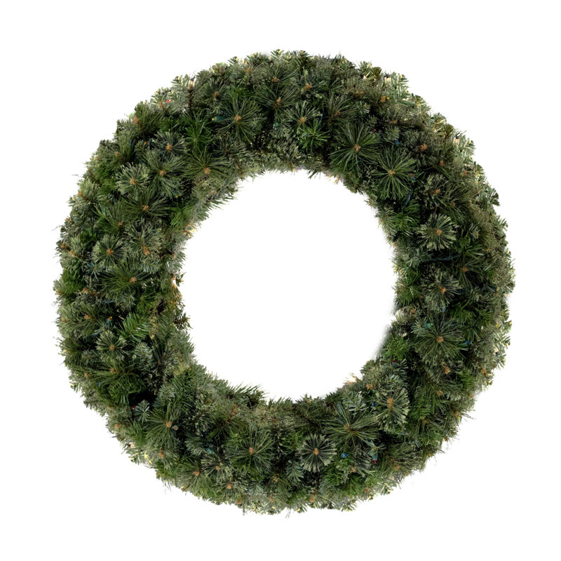 Couronne de pin artificielle 4 pi - non éclairée, H 8 po x l 36 po x P 36 po, Blanc chaud