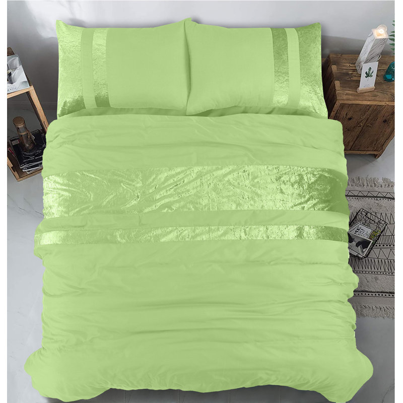 Aptos Polyester Solid Colour Duvet Cover Set with Pillowcases, Sage, Double Duvet Cover + 2 Standard Pillowcases