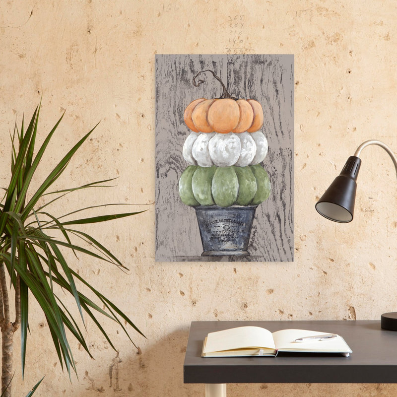 Triple citrouille en pot estampé, art rustique, H 24 po x l 16 po