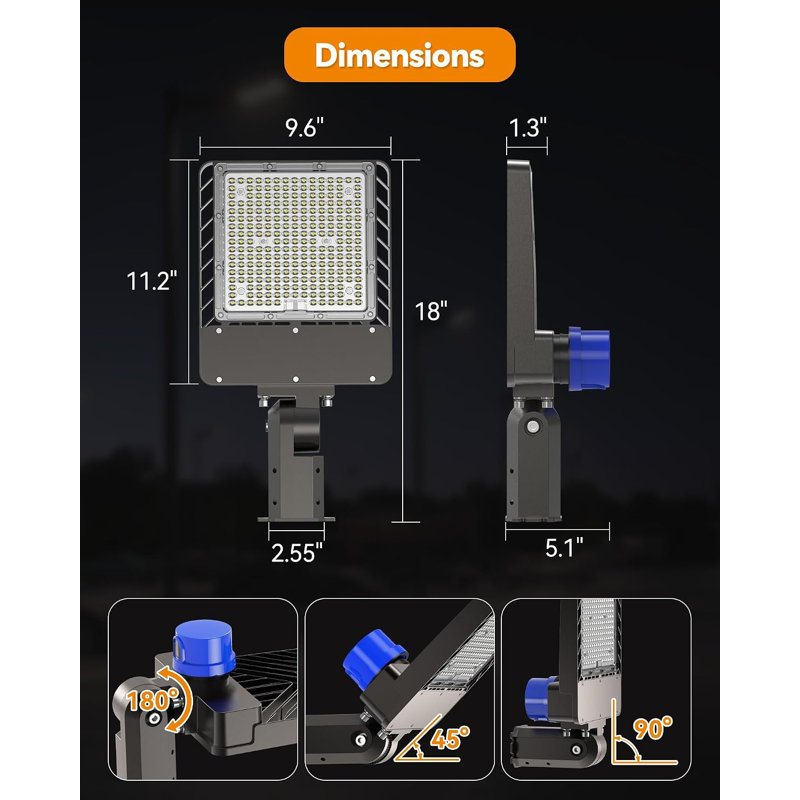 Paquet de 3 lampadaires commerciaux à DEL 300W 75000LM