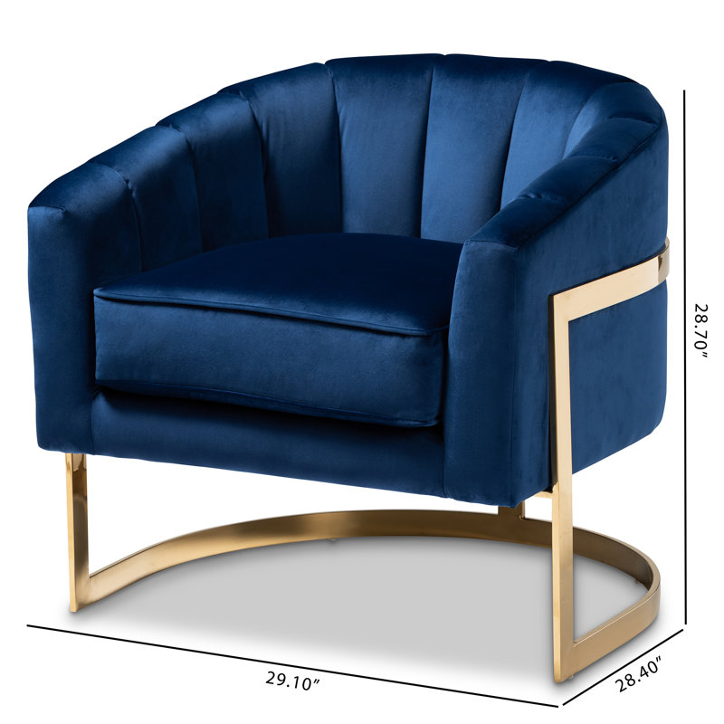 Fauteuil demi-tonneau en velours 29,1 po Fraire