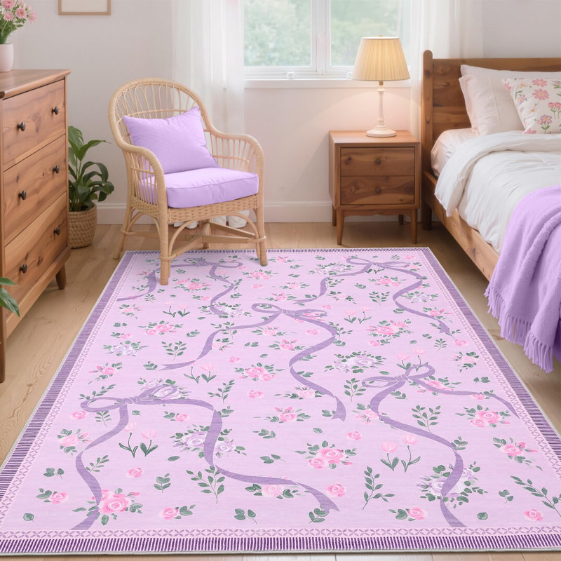 Tapis décoratif lavable, Rectangle 5' x 7', Purple
