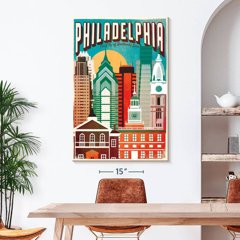 «Philadelphia Brotherly Love» sur impression sur toile, H 48 po x l 32 po x P 1,25 po