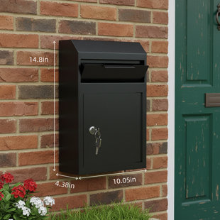 Wall Mount Mail Drop Box Kit, Metal Locking Anti-Theft For Mail And Key Storage
