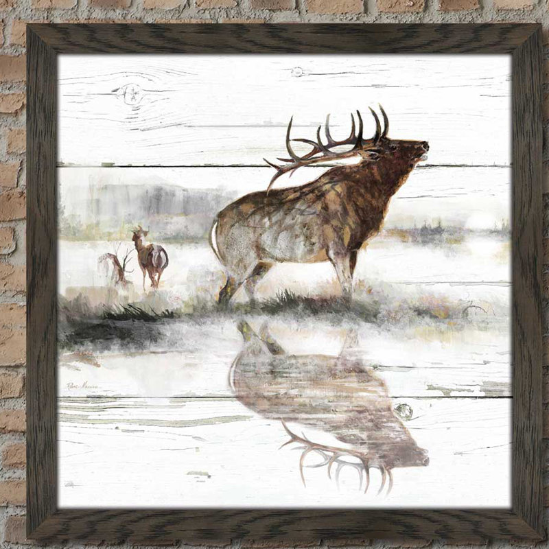 «Rustic Misty Elk» par Ruane Manning - reproduction de cadre photo, H 27,5 po x l 27,5 po x P 0,75 po