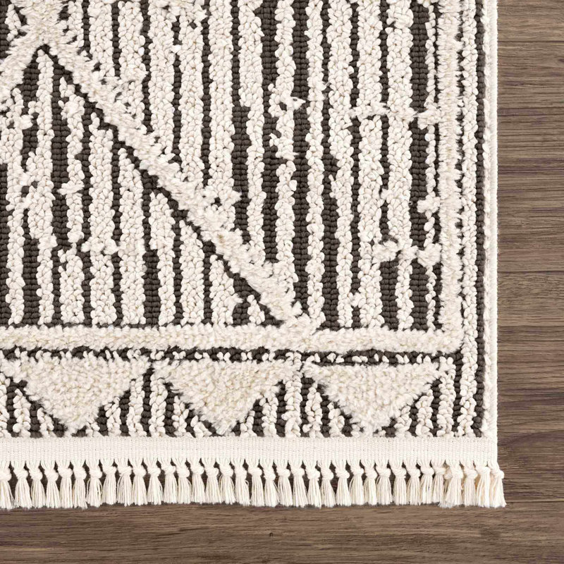 Tapis marocain en polypropylène tissé à la machine Jeanell, Rectangle 5 pi 3 po x 7 pi