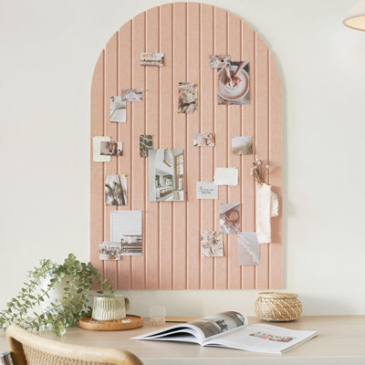 Large Arched Felt Bulletin Board – Stylish Cork Board Alternative For Office & Wall Decor With Customizable Adhesive Tiles And Pins
