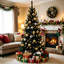 Sapin de Noël artificiel mince de 1,5 m avec support en plastique, installation facile.