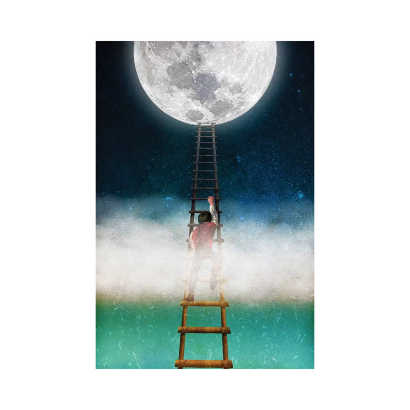 Portée pour la lune ii, H 8 po x l 12 po x P 0,75 po, Toile tendue, Pas de tapis