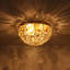 Brass Floral Crystal Flush Mount Ceiling Light with Three Lights