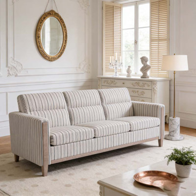 Comfortable Solid Wood Three-Seater Sofa