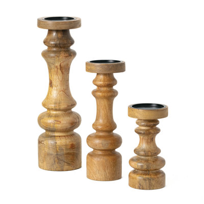 Sumlin 16'' H Wood Tabletop Candlestick