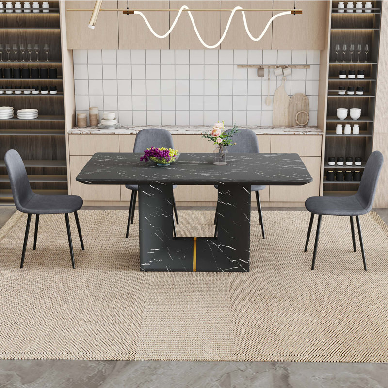 Ensemble de table et chaises de salle à manger idéal pour les réunions de famille et l'utilisation quotidienne dans les cuisines et les salles à manger