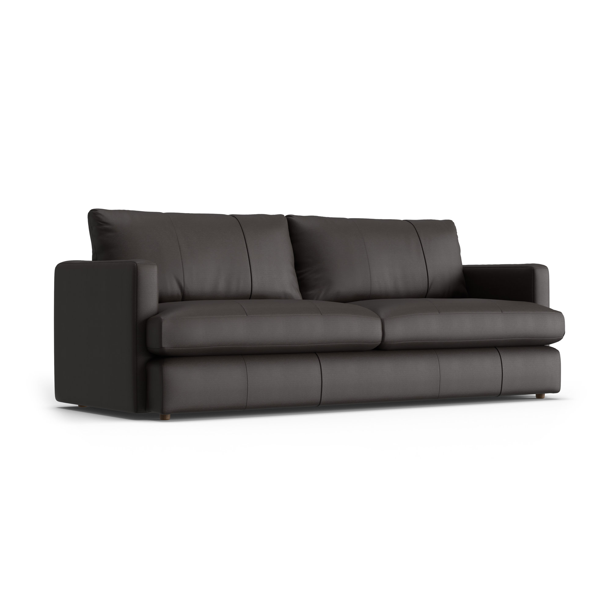 Fletcher 93" Genuine Leather Recessed Arm Sofa, Chocolate Genuine Leather