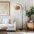 Wave Pendant 81 in. Arched LED Floor Lamp with Wicker Rattan Shade, Boho Style, Bulb Included