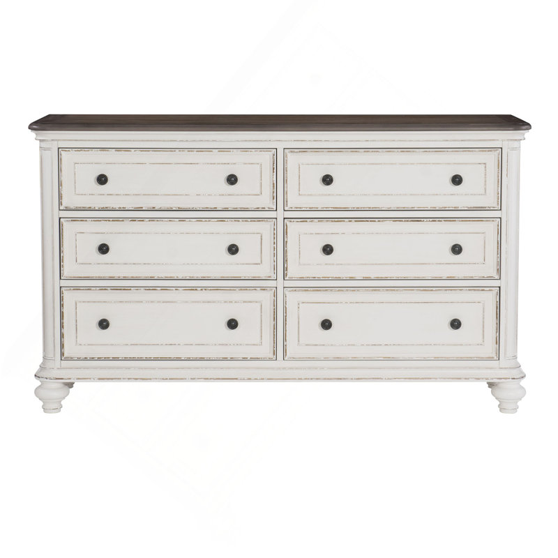 Commode 1Pc de 6 tiroirs avec boutons noirs et meubles de chambre à coucher au design traditionnel
