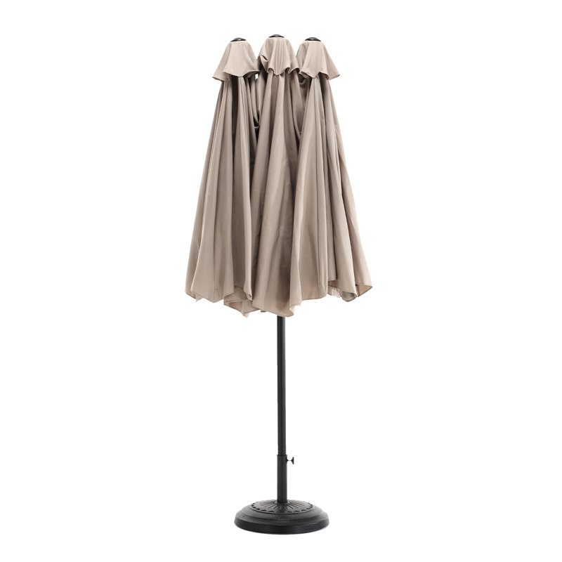 Large Rectangular 14.8 Ft Umbrella - Khaki Double Sided For Backyard Shade Patio Strong Support Outdoor Areas, Khaki