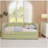 Cozy Gingham Daybed with Trundle Twin Size Sofa Bed No Box Spring Needed, with USB Port and Adorable Wave Shaped, Linen Fabric, Green-386951158