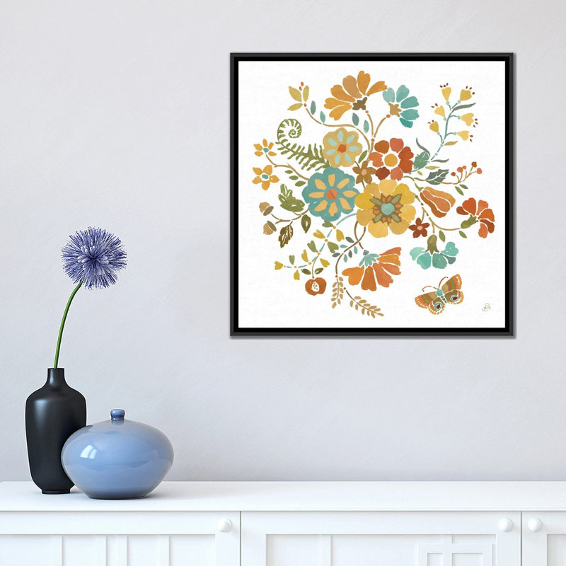 « automne impressions v », impression sur toile, H 37 po x l 37 po x P 1,5 po, Toile avec cadre noir, Pas de tapis
