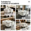 Ensemble de table de salle à manger 31,49 "en MDF à motif de marbre blanc avec 4 chaises incurvées en similicuir-130463290-130463288