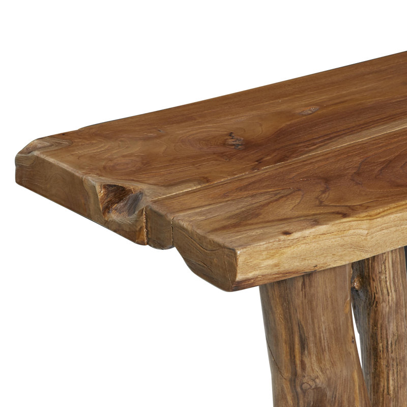 Dunand Brown Teak Wood Small Live Edge Tree Trunk Console Table 35" x 14" x 32"