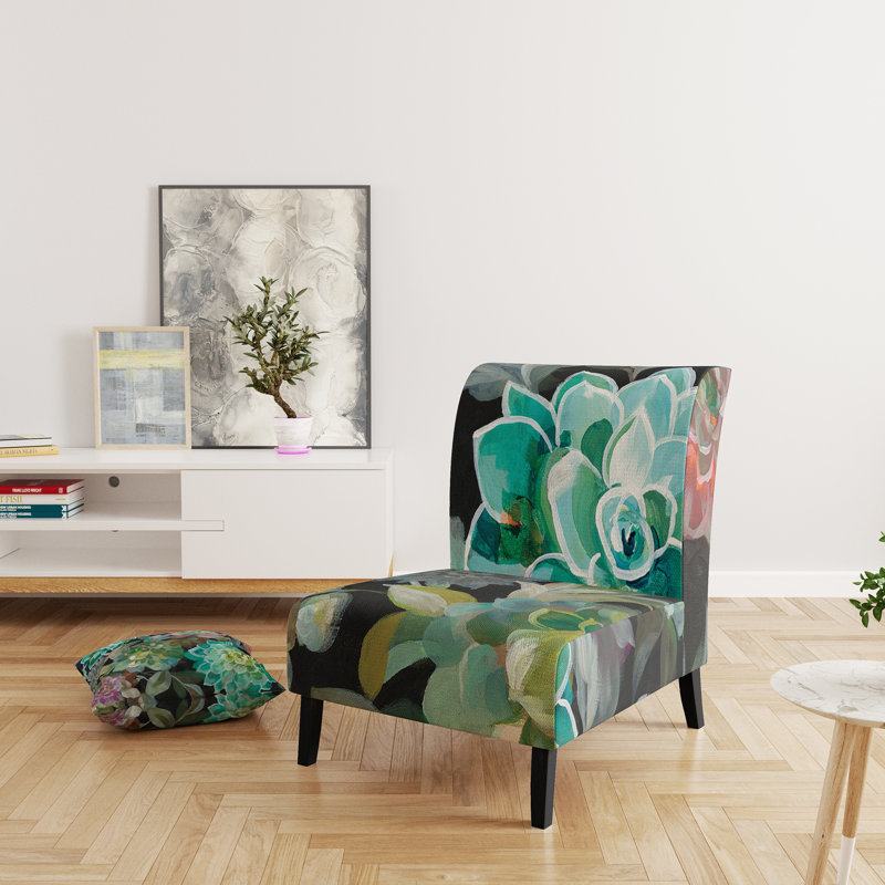 Floral Succulents - Traditional Upholstered Slipper Chair