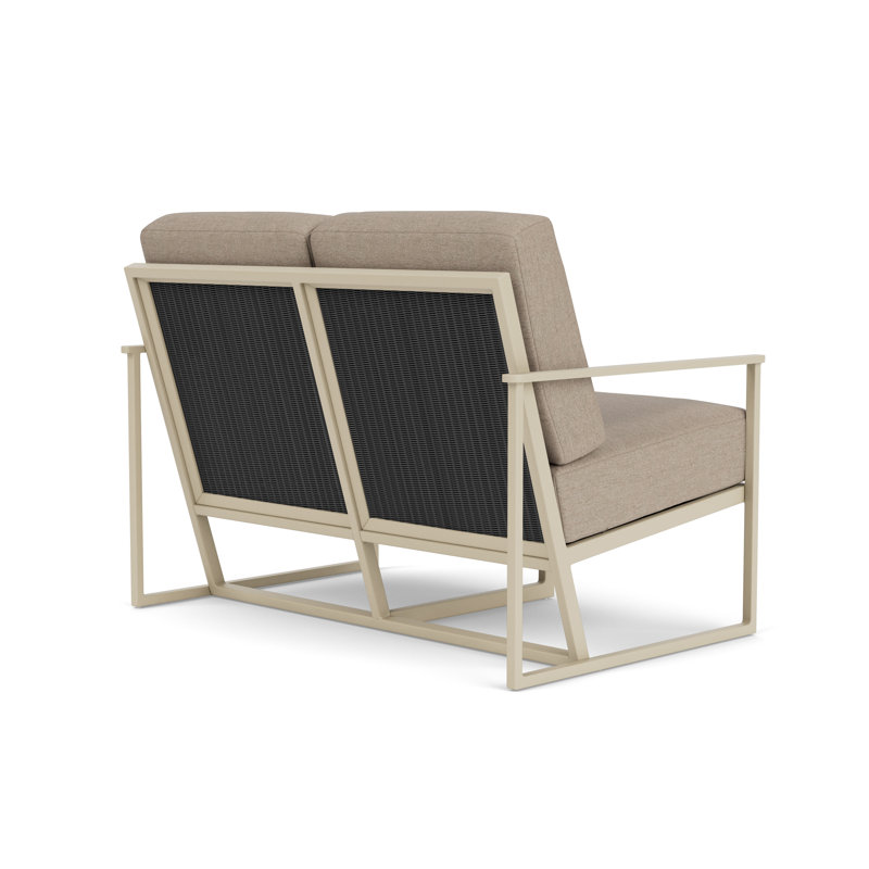 Summit Outdoor 2 - Seat Loveseat, White, Demo Oatmeal, Linen