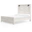 Grand lit à panneau Hara avec 2 appliques murales rustiques gris clair et bois blanc-118778080-118778081